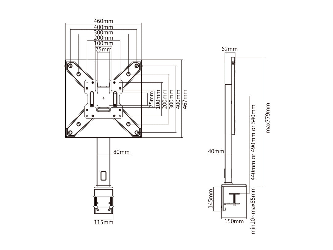 Multibrackets M Deskmount XL Height-Adjustable Monitor Mount for 32"–55" Displays | 7350105210129