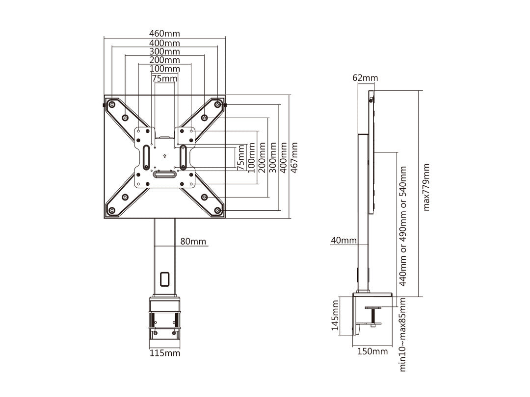 Multibrackets M Deskmount XL Height-Adjustable Monitor Mount for 32"–55" Displays | 7350105210136