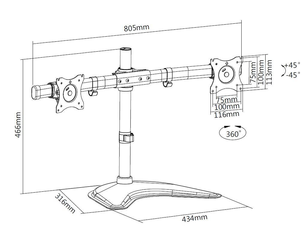 Multibrackets M Deskstand Basic Dual Monitor Stand for 15"–27" Monitors | 7350073733330