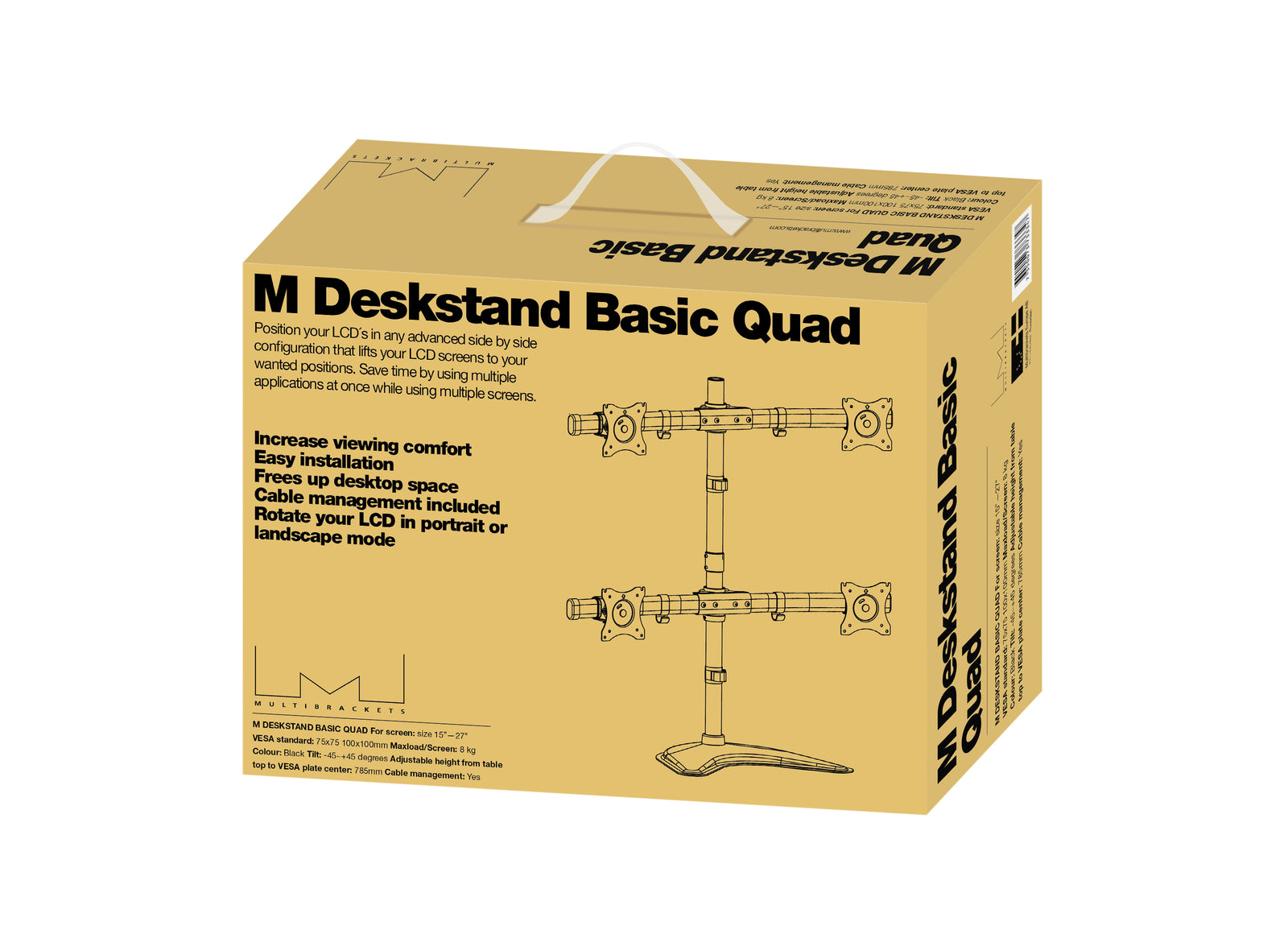 Multibrackets M Deskstand Basic Quad Monitor Stand for 15"–27" Monitors | 7350073733347