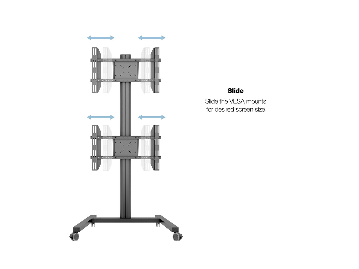 Multibrackets M Display Stand 180 Dual Vertical Black Mobile Floor Stand for Two 32"–55" Screens | 7350105212215