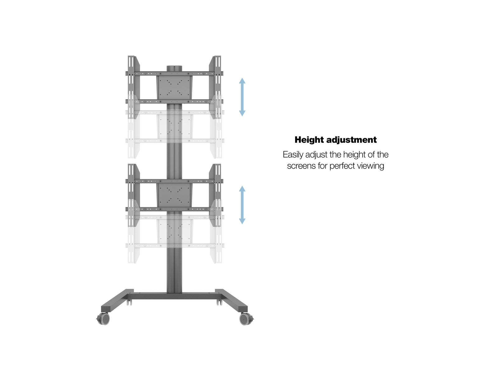 Multibrackets M Display Stand 180 Dual Vertical Black Mobile Floor Stand for Two 32"–55" Screens | 7350105212215