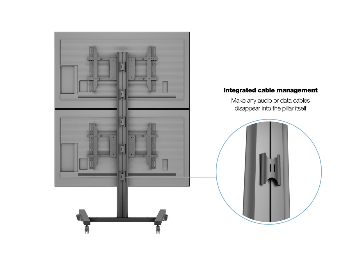 Multibrackets M Display Stand 180 Dual Vertical Black Mobile Floor Stand for Two 32"–55" Screens | 7350105212215
