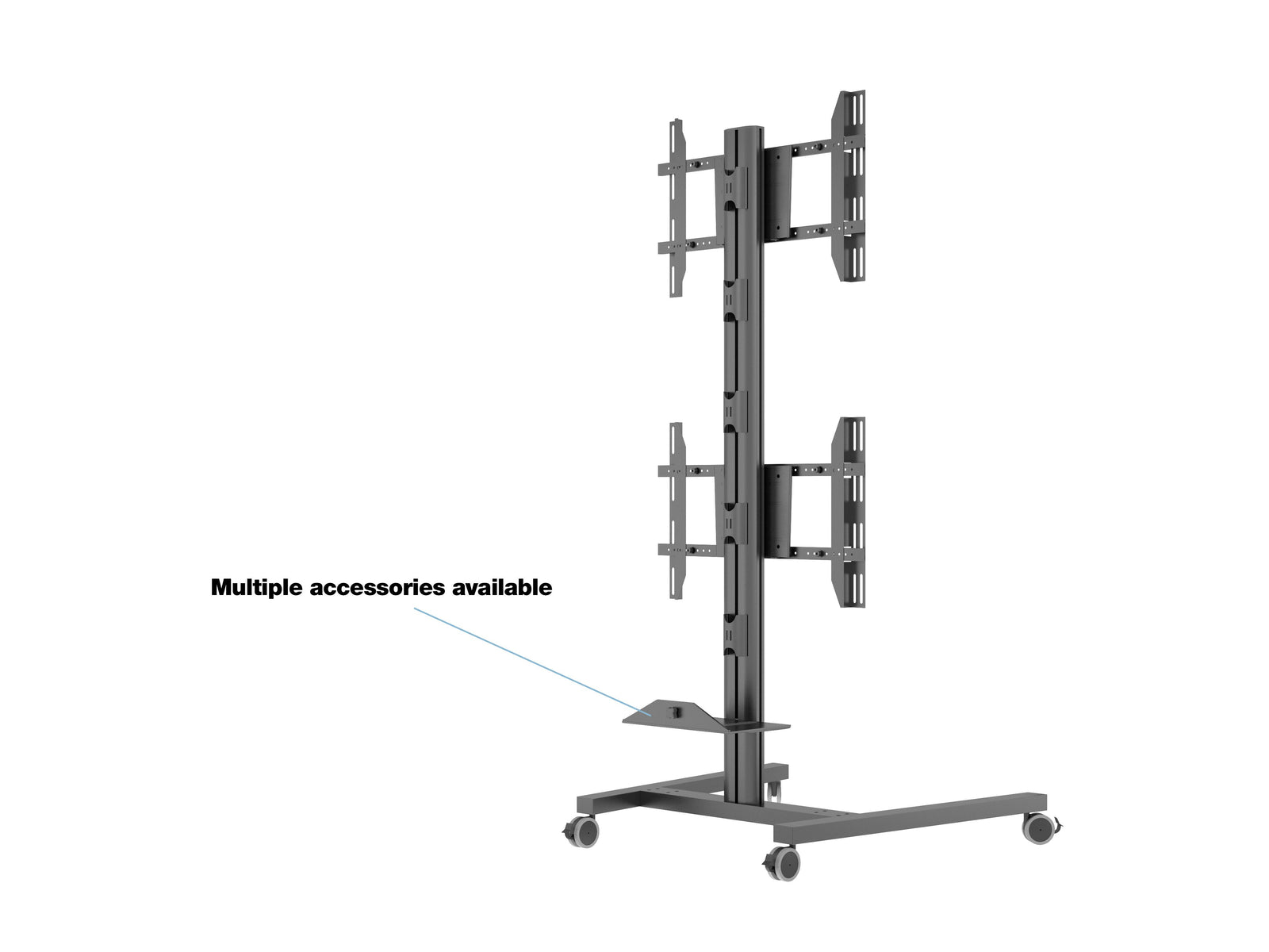 Multibrackets M Display Stand 180 Dual Vertical Black Mobile Floor Stand for Two 32"–55" Screens | 7350105212215