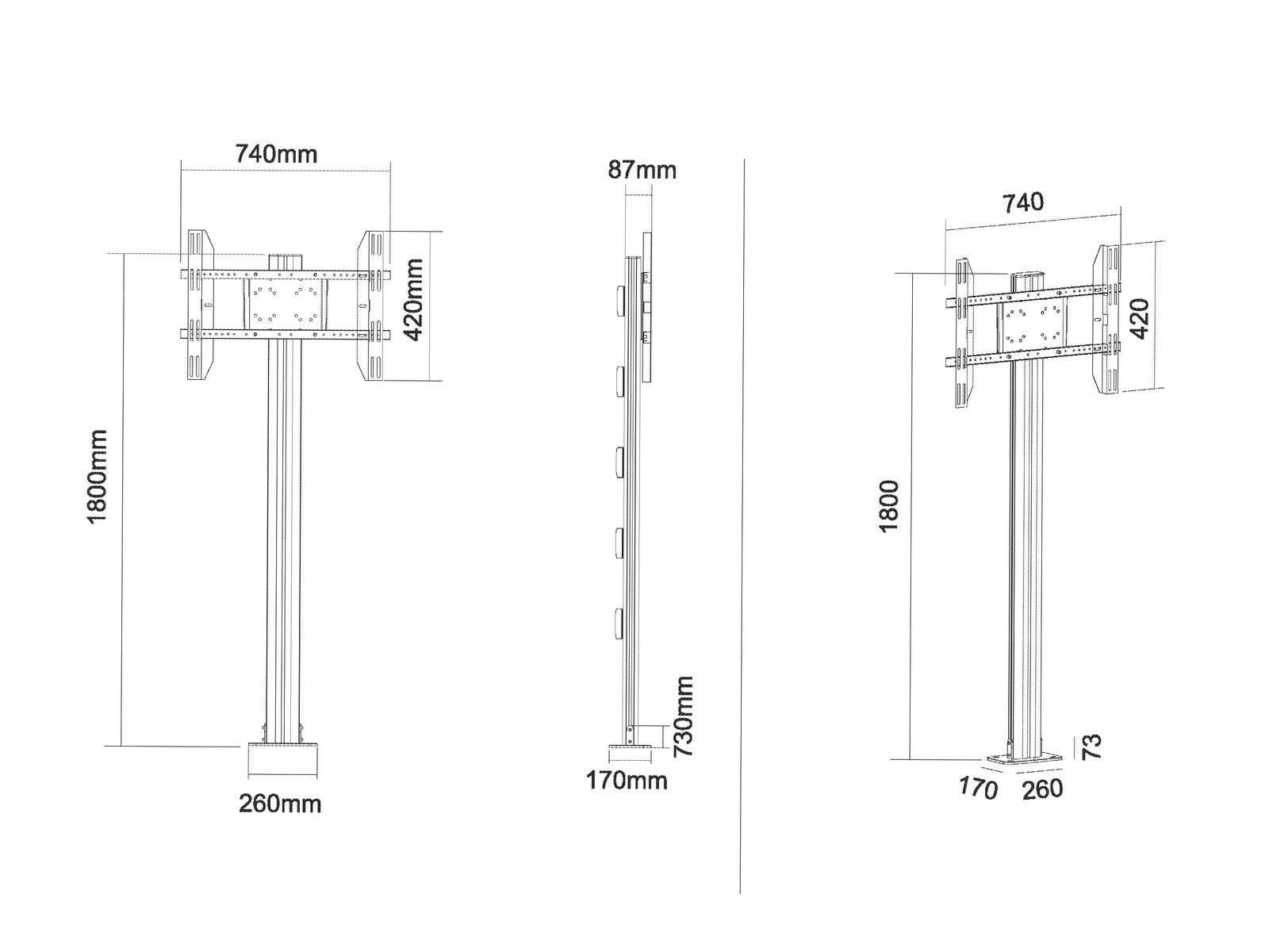 Multibrackets M Display Stand 180 Single Black Floor Mount for 24"–65" Screens | 7350073732401