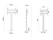 Multibrackets M Display Stand 180 Single Silver Floor Mount for 24"–65" Screens | 7350073732395