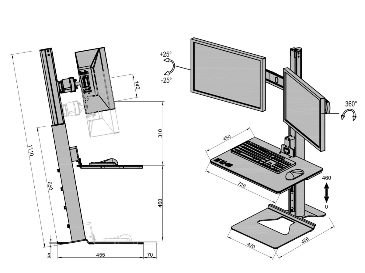 Multibrackets M Easy Stand Dual Monitor Mount for Screens up to 30" - Black | 7350073733187 Mount Accessories Multibrackets
