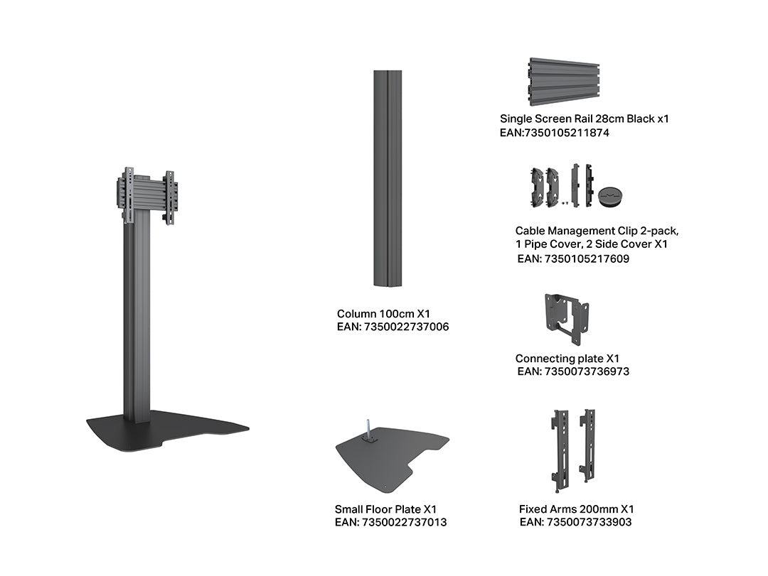 Multibrackets M Floorstand Column Pro 100 – VESA 200 Digital Signage Floor Stand | 7340234816682 Floor Stand Multibrackets