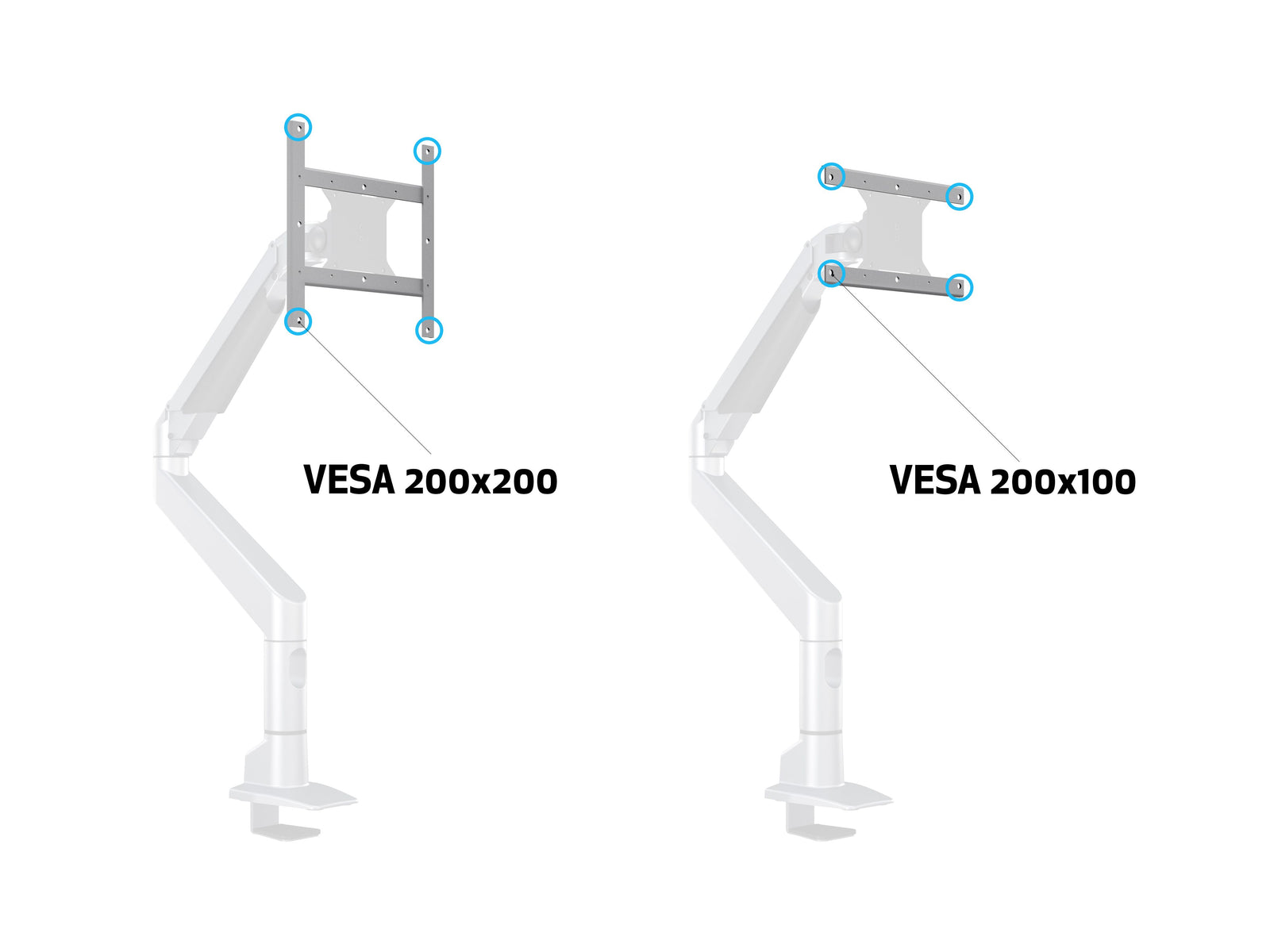 Multibrackets M Gas Lift VESA Adapter 200x200 for Monitor Arms – Silver | 7350073732548 Mount Accessories Multibrackets