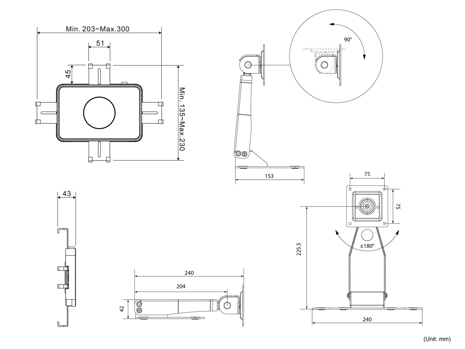 Multibrackets M Lockable Adjustable Table Stand for 7"–14.6" Tablets & iPads | 7350105212536