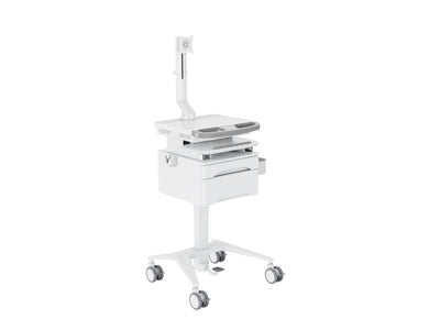 Multibrackets M Medical Cart Basic with Drawer & Fixed Monitor Arm Mobile Workstation | 7350105219627 Workstation Cart Multibrackets