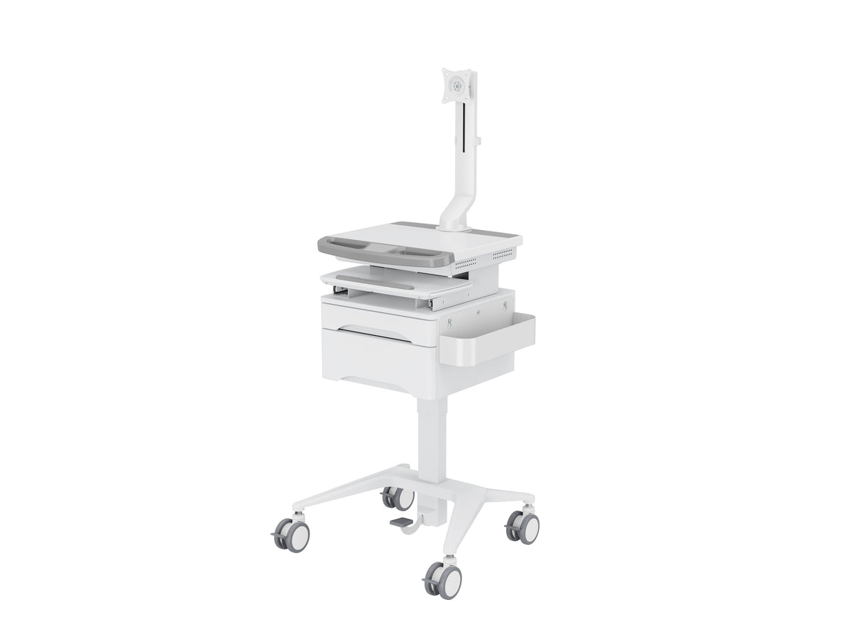 Multibrackets M Medical Cart Basic with Drawer & Fixed Monitor Arm Mobile Workstation | 7350105219627 Workstation Cart Multibrackets