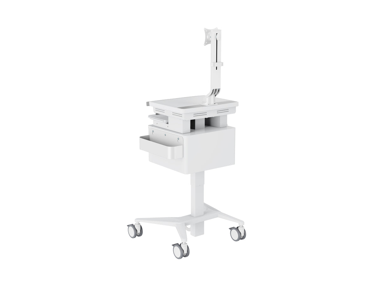 Multibrackets M Medical Cart Basic with Drawer & Fixed Monitor Arm Mobile Workstation | 7350105219627 Workstation Cart Multibrackets