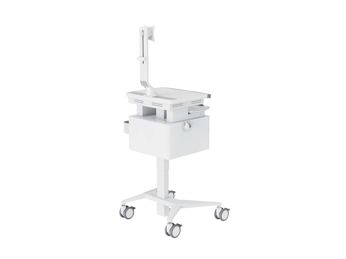Multibrackets M Medical Cart Basic with Drawer & Fixed Monitor Arm Mobile Workstation | 7350105219627 Workstation Cart Multibrackets