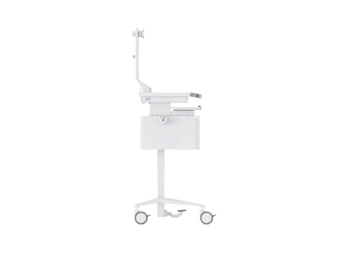 Multibrackets M Medical Cart Basic with Drawer & Fixed Monitor Arm Mobile Workstation | 7350105219627 Workstation Cart Multibrackets