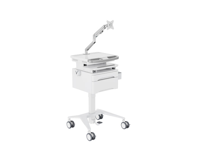 Multibrackets M Medical Cart Basic with Drawer & Gas Lift Monitor Arm Mobile Workstation | 7350105219610 Workstation Cart Multibrackets