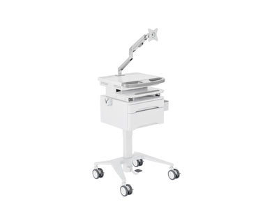 Multibrackets M Medical Cart Basic with Drawer & Gas Lift Monitor Arm Mobile Workstation | 7350105219610 Workstation Cart Multibrackets