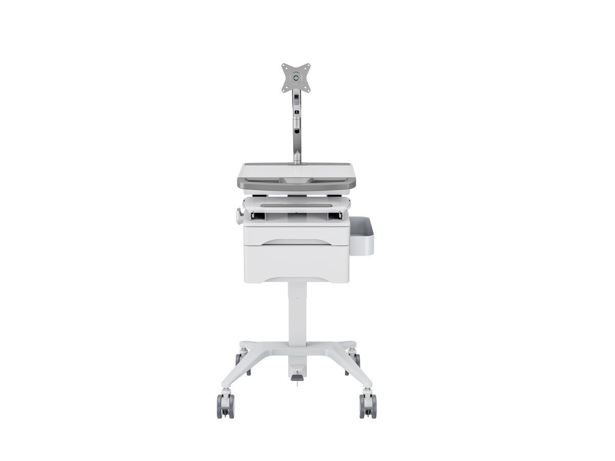 Multibrackets M Medical Cart Basic with Drawer & Gas Lift Monitor Arm Mobile Workstation | 7350105219610 Workstation Cart Multibrackets