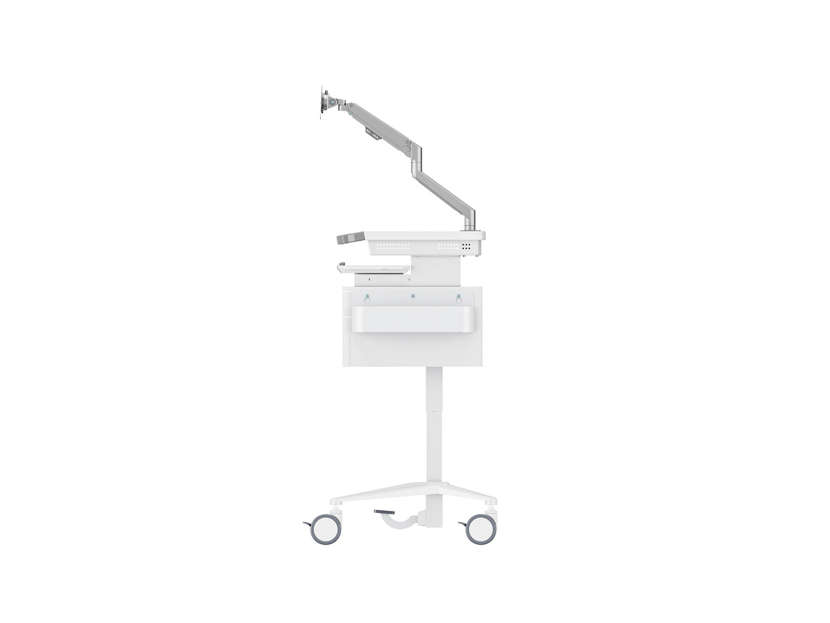 Multibrackets M Medical Cart Basic with Drawer & Gas Lift Monitor Arm Mobile Workstation | 7350105219610 Workstation Cart Multibrackets