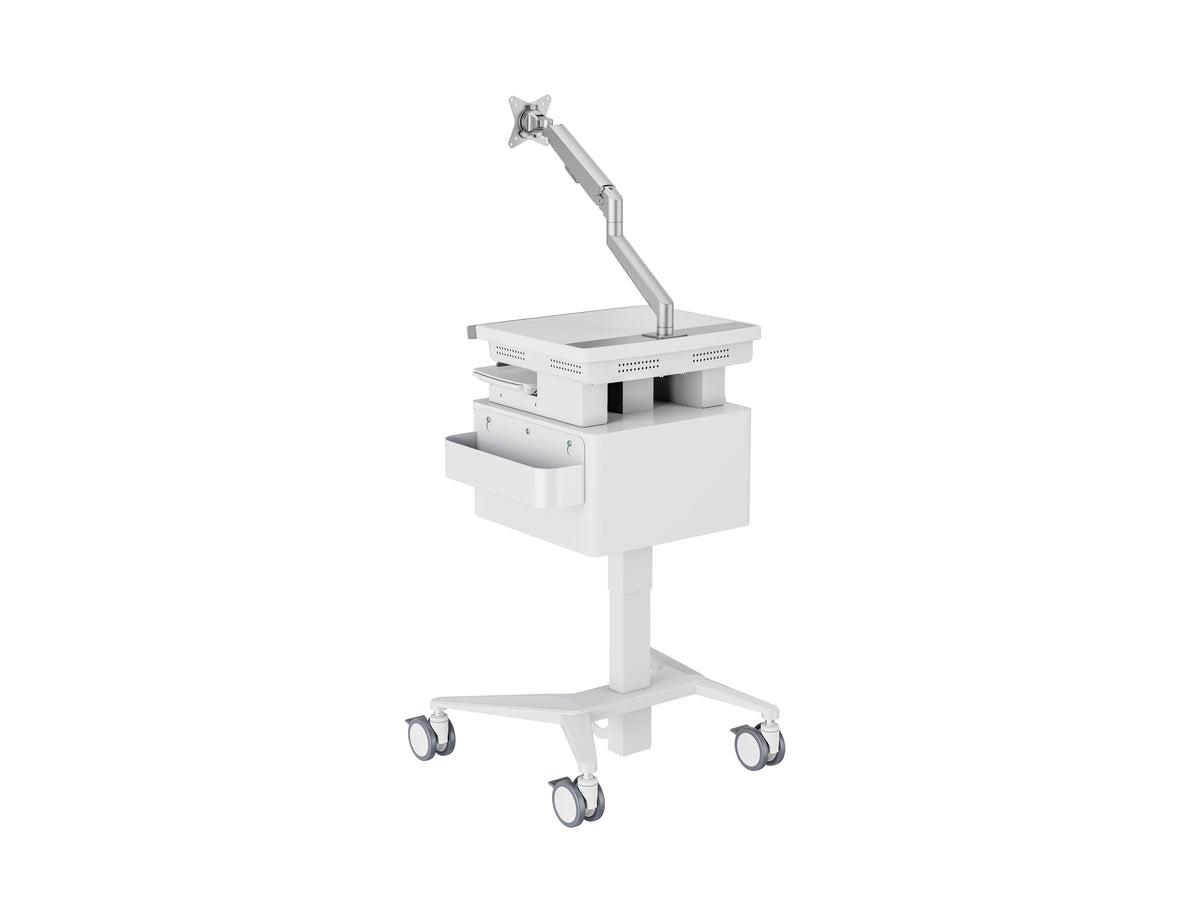 Multibrackets M Medical Cart Basic with Drawer & Gas Lift Monitor Arm Mobile Workstation | 7350105219610 Workstation Cart Multibrackets