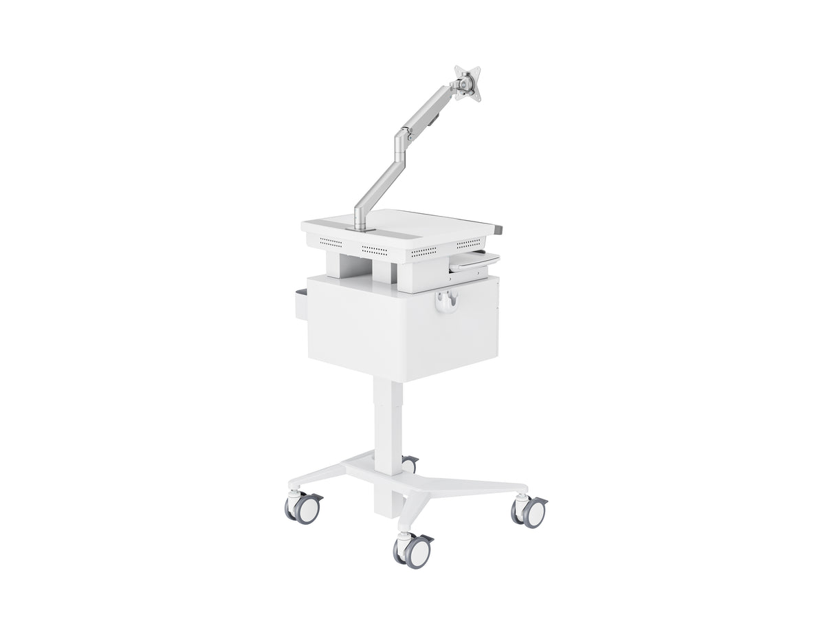 Multibrackets M Medical Cart Basic with Drawer & Gas Lift Monitor Arm Mobile Workstation | 7350105219610 Workstation Cart Multibrackets