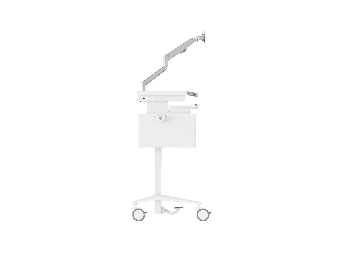 Multibrackets M Medical Cart Basic with Drawer & Gas Lift Monitor Arm Mobile Workstation | 7350105219610 Workstation Cart Multibrackets