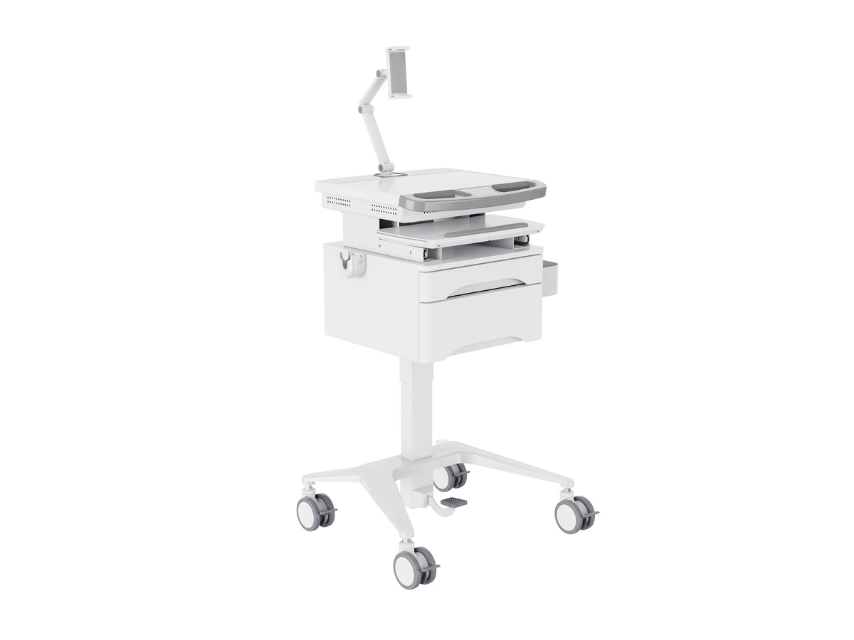 Multibrackets M Medical Cart Basic with Drawer & Tablet Holder Arm Mobile Workstation | 7350105219634 Workstation Cart Multibrackets