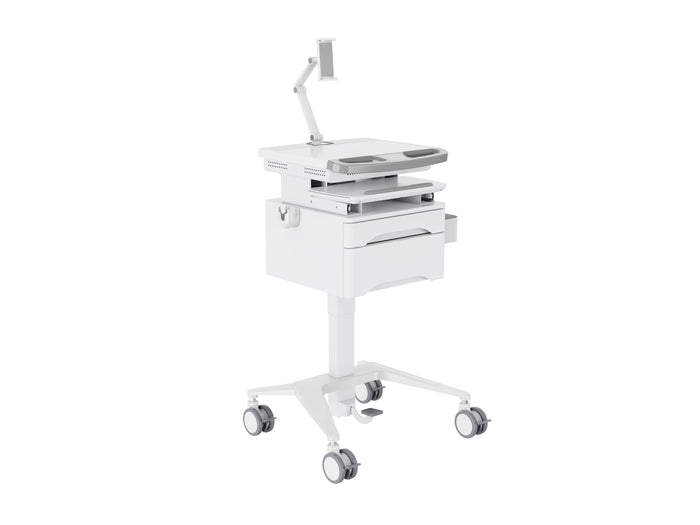 Multibrackets M Medical Cart Basic with Drawer & Tablet Holder Arm Mobile Workstation | 7350105219634 Workstation Cart Multibrackets