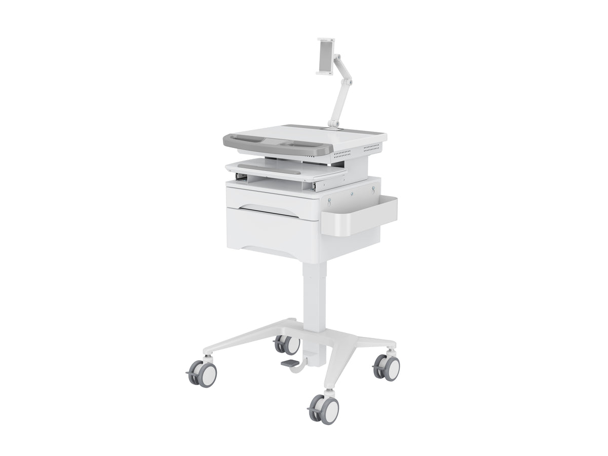 Multibrackets M Medical Cart Basic with Drawer & Tablet Holder Arm Mobile Workstation | 7350105219634 Workstation Cart Multibrackets