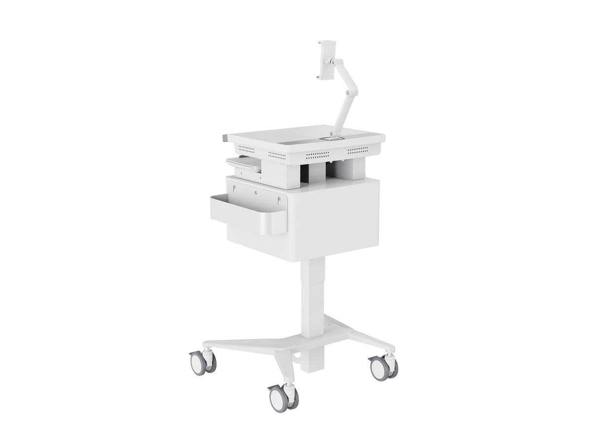 Multibrackets M Medical Cart Basic with Drawer & Tablet Holder Arm Mobile Workstation | 7350105219634 Workstation Cart Multibrackets