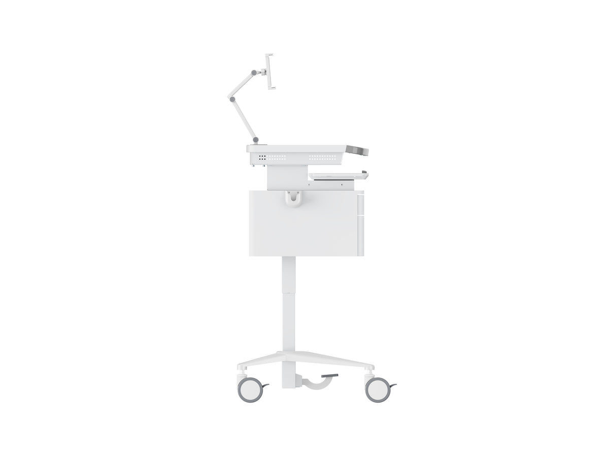 Multibrackets M Medical Cart Basic with Drawer & Tablet Holder Arm Mobile Workstation | 7350105219634 Workstation Cart Multibrackets