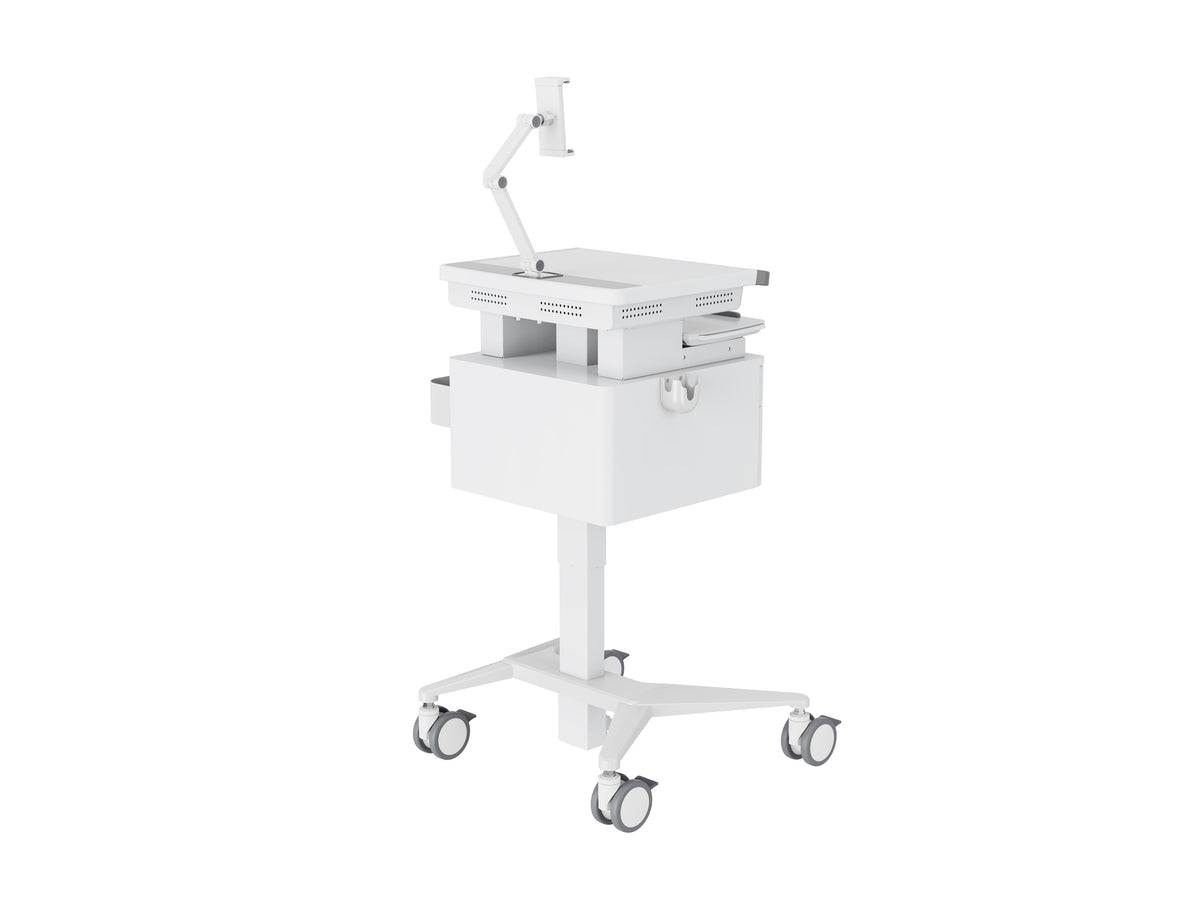 Multibrackets M Medical Cart Basic with Drawer & Tablet Holder Arm Mobile Workstation | 7350105219634 Workstation Cart Multibrackets