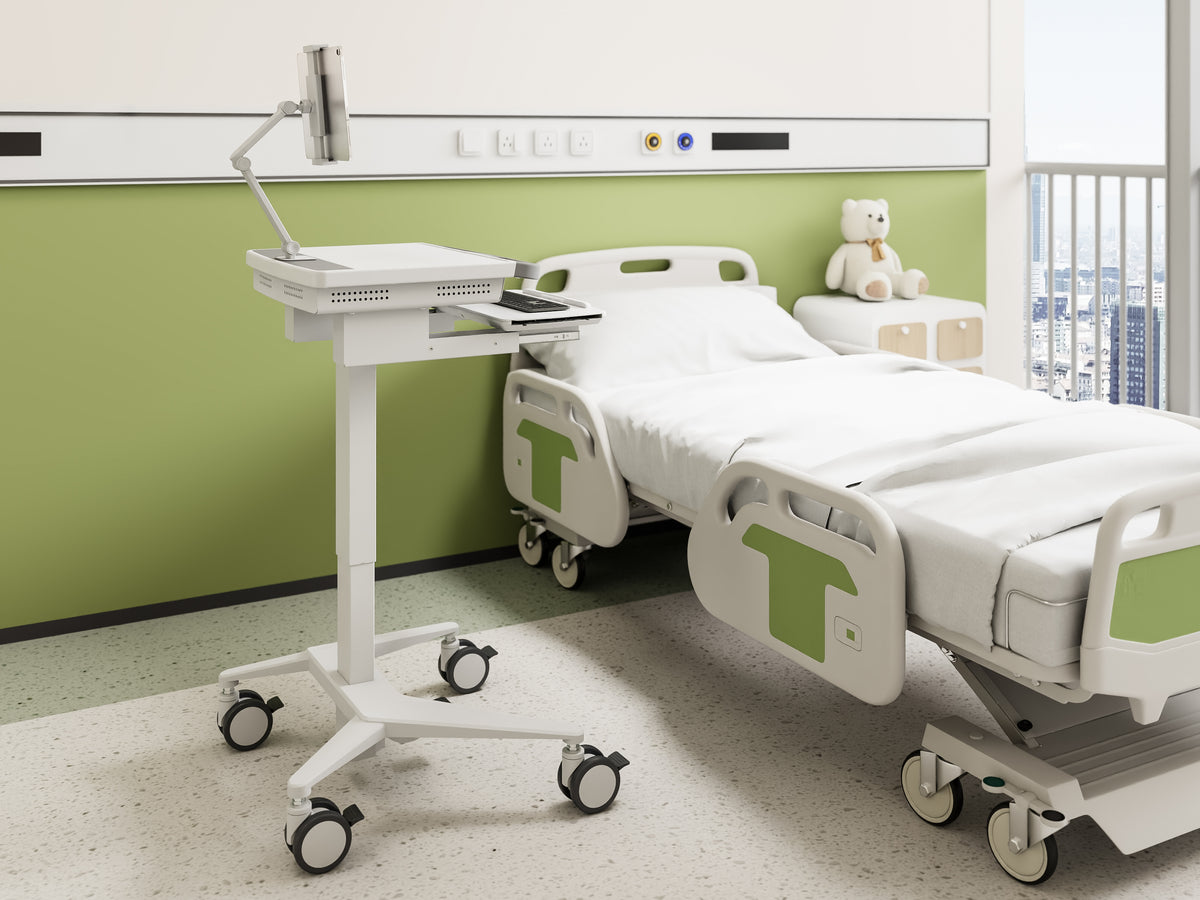 Multibrackets M Medical Cart Basic with Tablet Holder Arm Mobile Workstation | 7350105219603 Workstation Cart Multibrackets