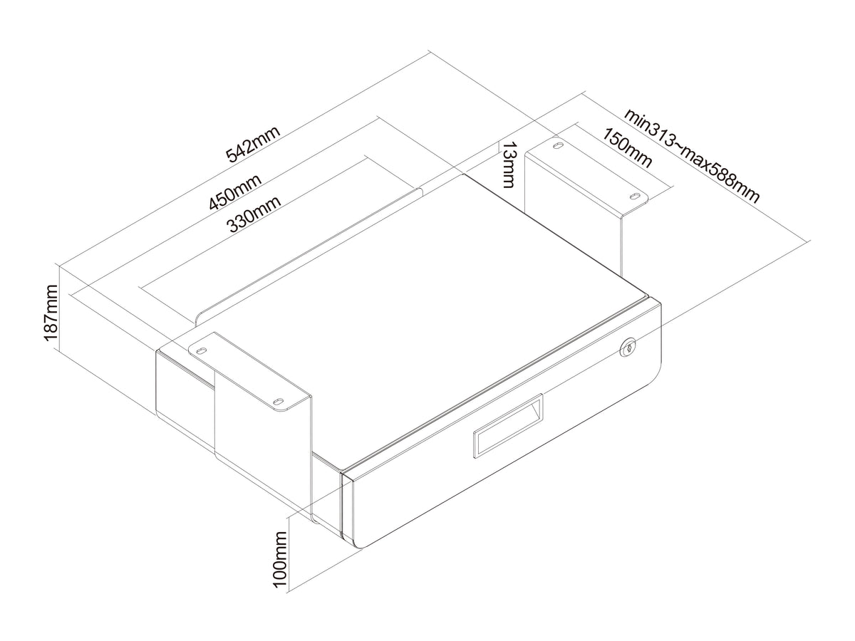 Multibrackets M Medical Lockable Drawer System with Shelf for Carts & Desks | 7350105217906 Mount Accessories Multibrackets
