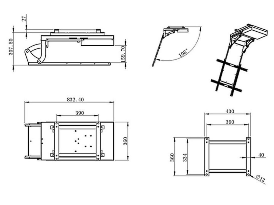 Multibrackets M Motorized Ceiling Mount Inverted for 32"-75" Screens – White | 7350073739585 Ceiling Mount Bracket Multibrackets