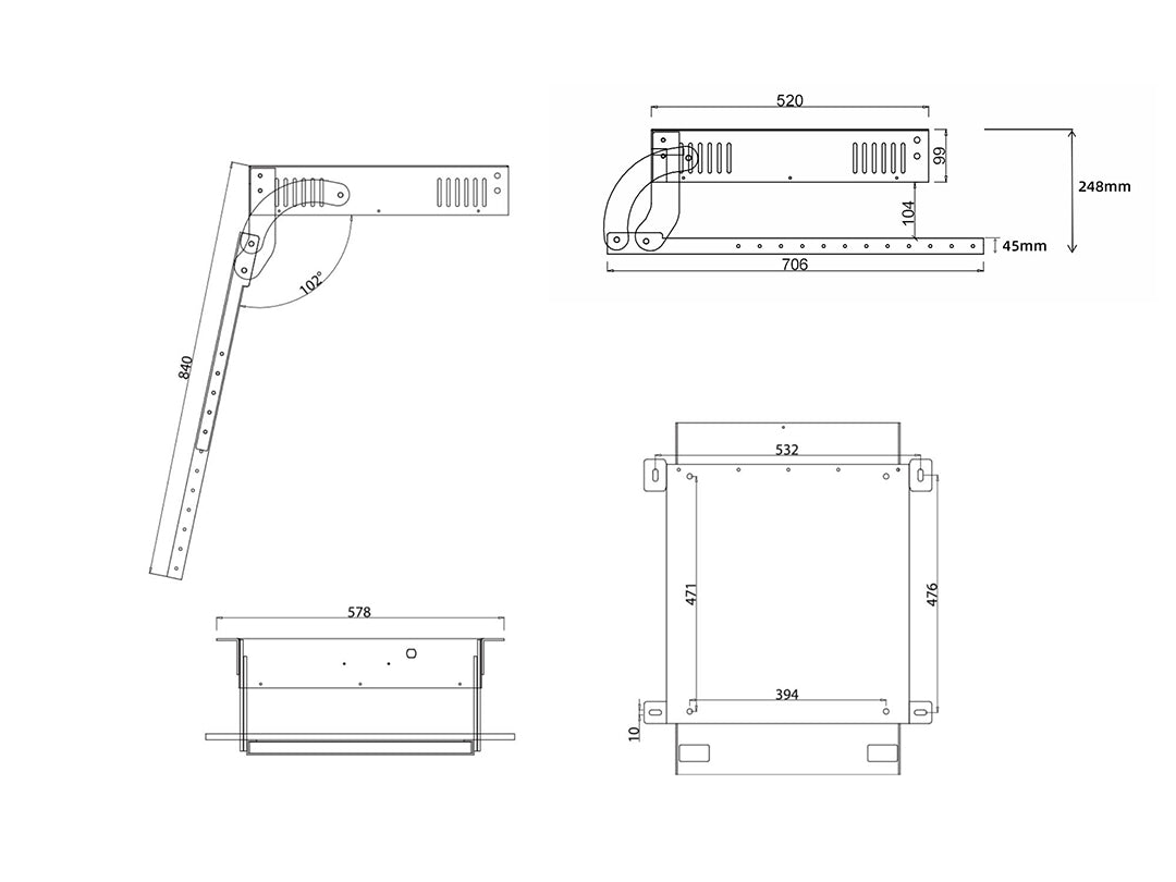 Multibrackets M Motorized Ceiling Mount Inverted for 32"-75" Screens – White | 7350073739585 Ceiling Mount Bracket Multibrackets