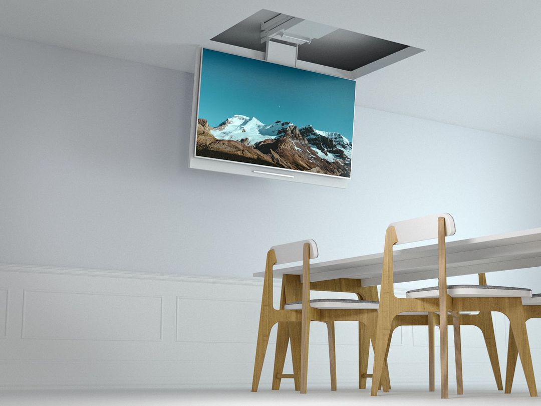 Multibrackets M Motorized Ceiling Mount Inverted for 32"-75" Screens – White | 7350073739585 Ceiling Mount Bracket Multibrackets