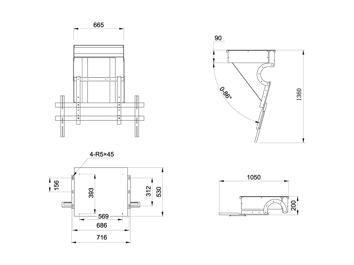Multibrackets M Motorized Ceiling Mount Pro SD for 32"-100" Screens – White | 7350073739592 Ceiling Mount Bracket Multibrackets
