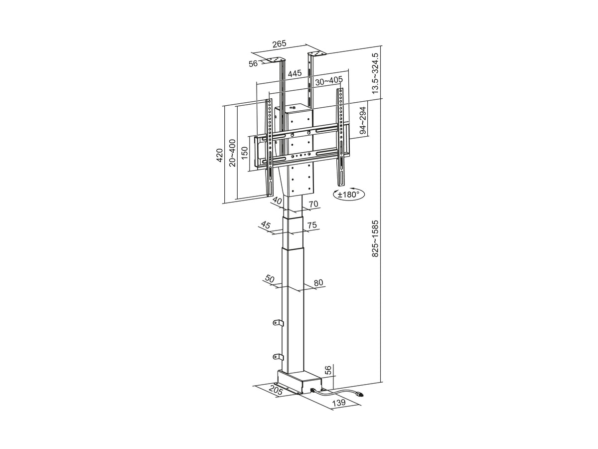 Multibrackets M Motorized Large TV Lift Turn for 32–55" Displays – Black | 7340234814916 Motorized TV Lift Multibrackets