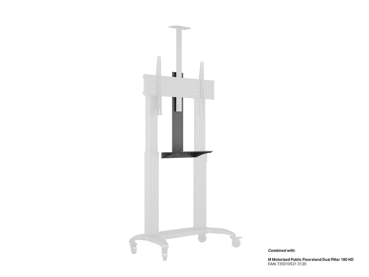 Multibrackets M Motorized Public Floorstand Dual Pillar 180 HD Adjustable Shelf Black | 7350105214394