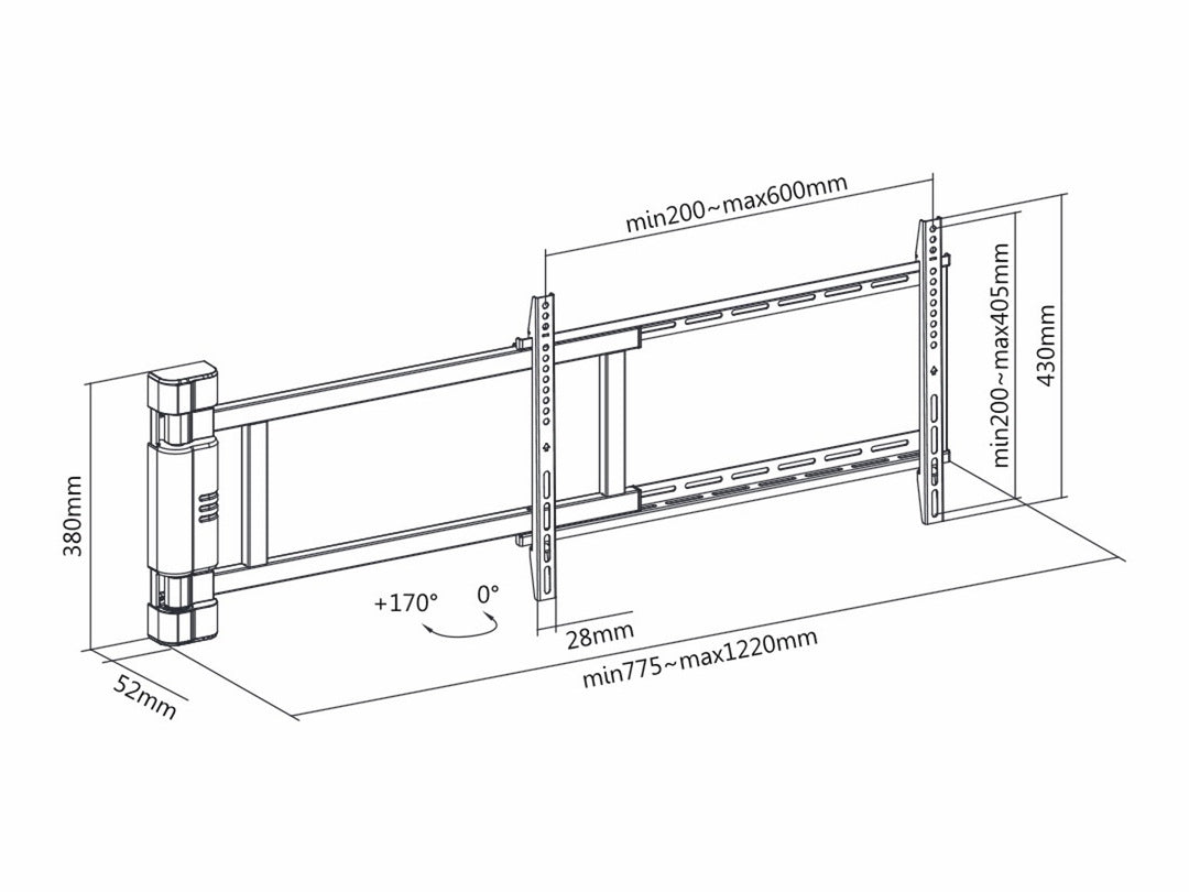 Multibrackets M Motorized Swing Mount X-Large RF for 42"–75" Screens | 7350105212642 Wall Mount Bracket Multibrackets