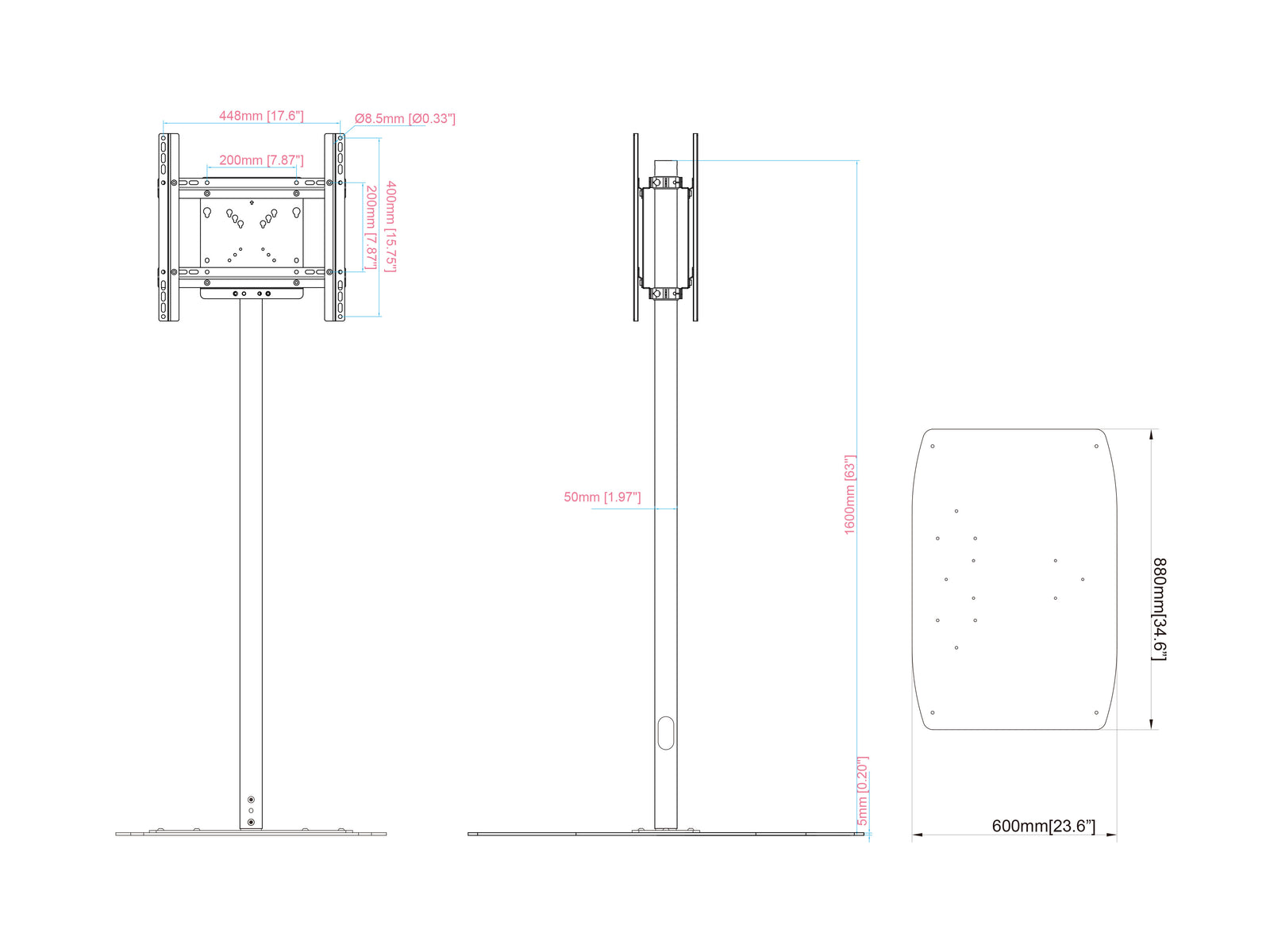Multibrackets M Pro 1.5m Back-to-Back Floorstand For 32"-65" Screens | 7340234811953 Floor Stand Multibrackets