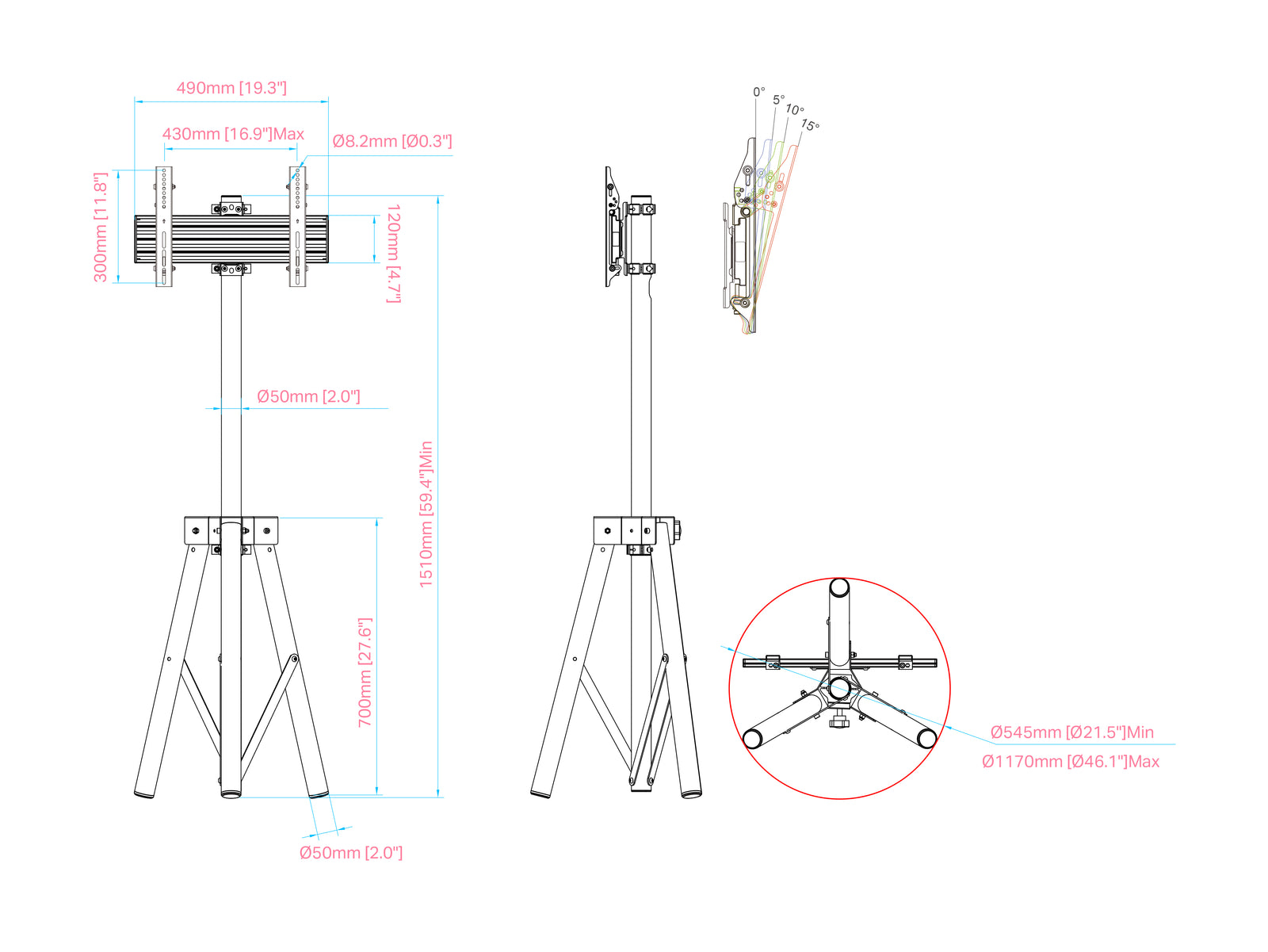 Multibrackets M Pro 1.5m Tripod Floor Stand For 32"-55" Screens | 7350105218330