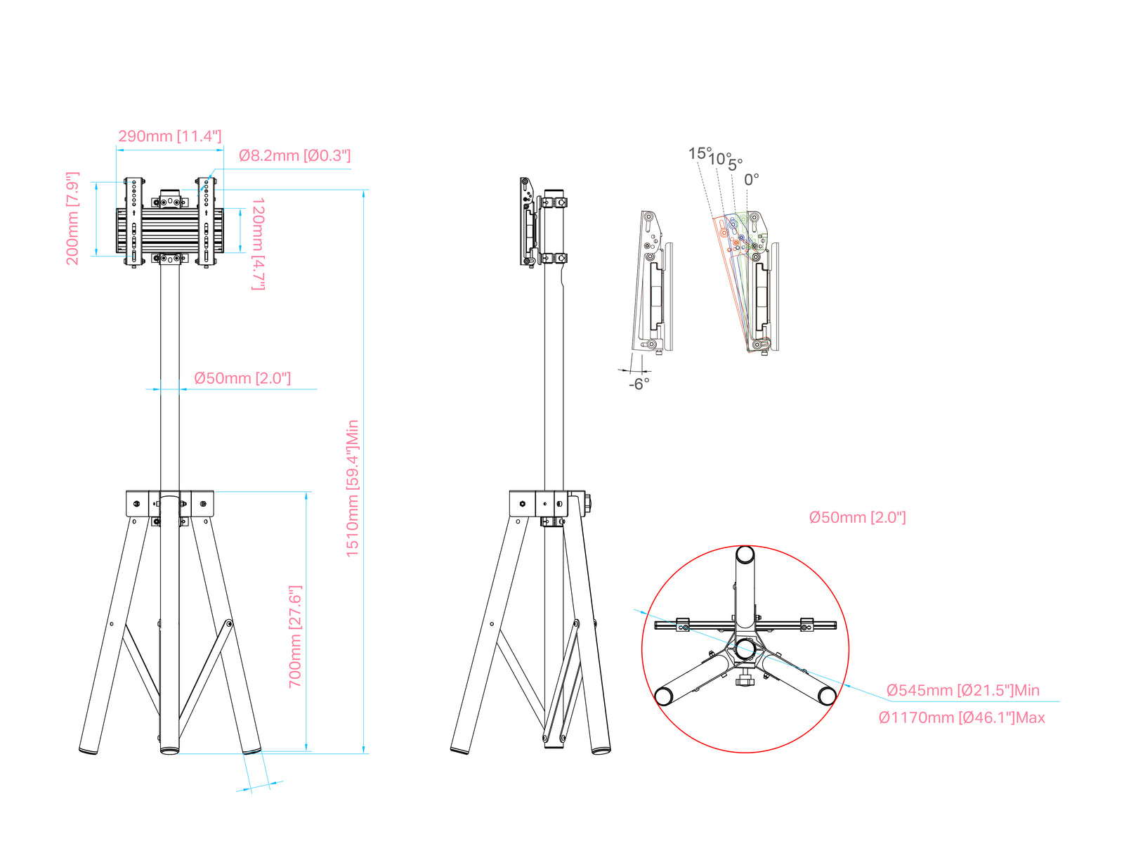 Multibrackets M Pro 1.5m Tripod Floor Stand For 27"-43" Screens | 7350105218323