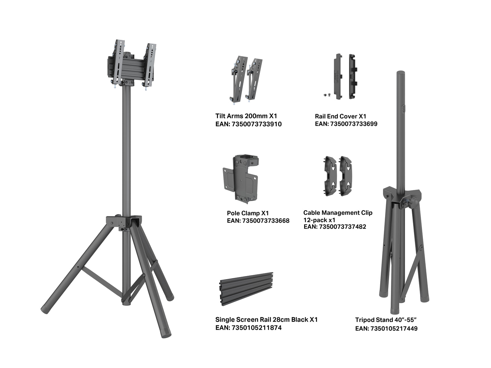 Multibrackets M Pro 1.5m Tripod Floor Stand For 27"-43" Screens | 7350105218323