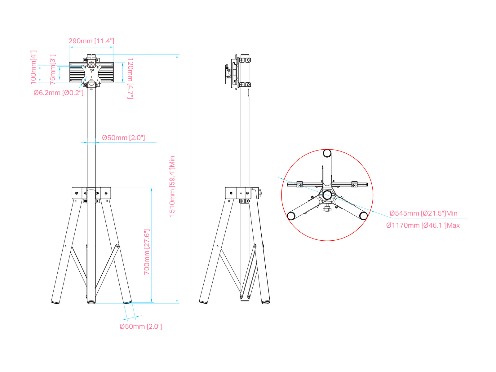 Multibrackets M Pro 1.5m Tripod Monitor Stand For 27"-43" Screens | 7350105218347