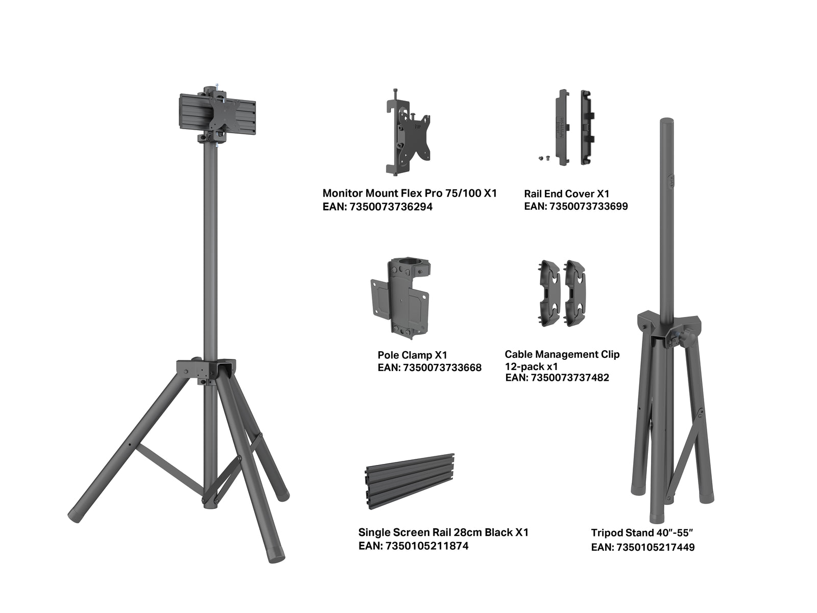 Multibrackets M Pro 1.5m Tripod Monitor Stand For 27"-43" Screens | 7350105218347