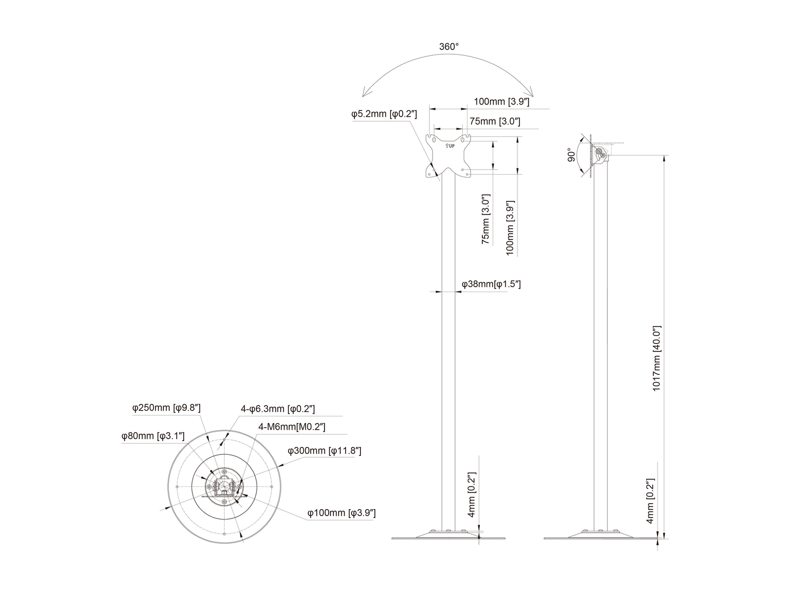 Multibrackets M Pro 1m Single Pole Floorbase For Samsung QBR13 | 7350105219702 Floor Stand Multibrackets