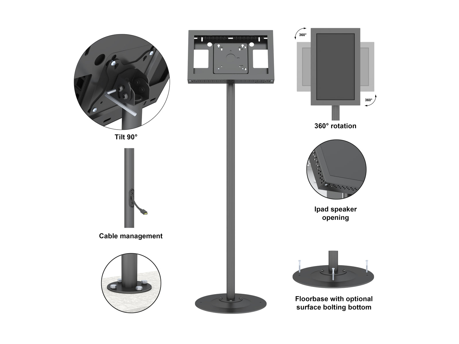 Multibrackets M Pro 1m Single Pole Floorbase For Samsung QBR13 | 7350105219719 Floor Stand Multibrackets