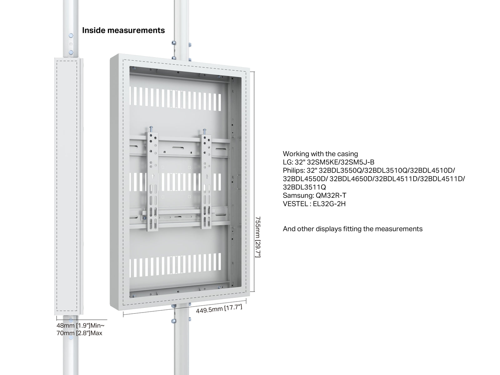 Multibrackets M Pro 32" Floor-to-Ceiling Digital Signage Enclosure - White | 7340234810697